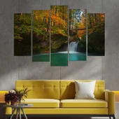 Водопад и есен в гората - картина пано за стена - Thumbnail 3