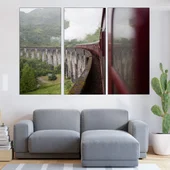 Минаващ влак по мост - картина пано за стена - Thumbnail 2