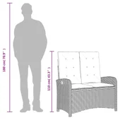 Накланяща се градинска пейка с възглавници бежов полиратан - VL368220 - Thumbnail 9