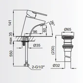Стоящ смесител за умивалник с изпразнител Aves FAYANS - Thumbnail 2