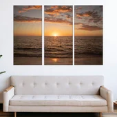 Облаци и залез над открито море - картина пано за стена - Thumbnail 2