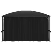 Градинска шатра със завеси, 4x3x2.65 м - антрацит - Thumbnail 6