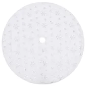 Луксозна пола за коледна елха, бяла, 90 см, изкуствена кожа - Thumbnail 2