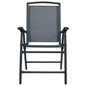 Сгъваеми градински столове, 2 бр., textilene, сиви - Thumbnail 3