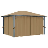 Шатра със завеси, 400x300 см, таупе, алуминий - Thumbnail 1