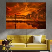 Езеро и гора през есента - картина пано за стена - Thumbnail 1