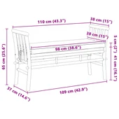 Градинска пейка с възглавница, 110 см, бамбук - VL4108078 - Thumbnail 8