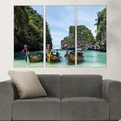 Лодки на остров Ко Фи Фи - картина пано за стена - Thumbnail 2