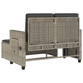 Накланяща се градинска пейка с възглавници светлосив полиратан - VL365822 - Thumbnail 8