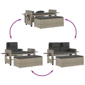 Накланяща се градинска пейка с възглавници светлосив полиратан - VL365822 - Thumbnail 9