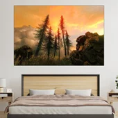 Рисунка на залез в гората - картина пано за стена - Thumbnail 1