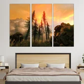 Рисунка на залез в гората - картина пано за стена - Thumbnail 2