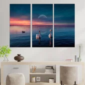 Двойка лебеди в езерото - картина пано за стена - Thumbnail 2