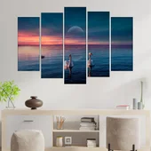 Двойка лебеди в езерото - картина пано за стена - Thumbnail 3