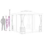 Градинска шатра с мрежи, 3x3x2.65 м, кремава - Thumbnail 6