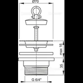 Пластмасово витло за умивалник с неръждаема решетка 1 1/2" - Thumbnail 2