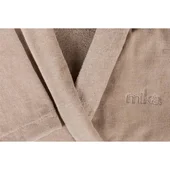 Плюшен халат за баня с качулка бежов М MIKA - Thumbnail 2