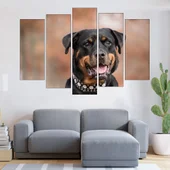 Портрет на черен ротвайлер - картина пано за стена - Thumbnail 3