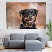 Портрет на черен ротвайлер - картина пано за стена - Thumbnail 1