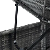 Шезлонг с шалте и маса за чай, полиратан, сив - Thumbnail 8