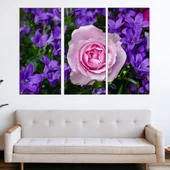 Цъфнала роза и сини камбанки - картина пано за стена - Thumbnail 2
