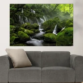 Водна каскада в гората - картина пано за стена - Thumbnail 1