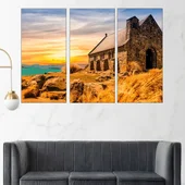 Каменна църква край езерото - картина пано за стена - Thumbnail 2