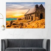 Каменна църква край езерото - картина пано за стена - Thumbnail 1