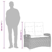 Накланяща се градинска пейка с възглавници кафяв полиратан - VL368227 - Thumbnail 9