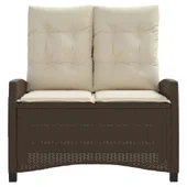 Накланяща се градинска пейка с възглавници кафяв полиратан - VL368227 - Thumbnail 3