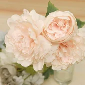 Декоративен стрък Божур с три цвята 66 см - Thumbnail 2