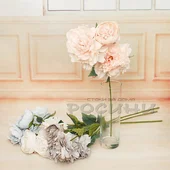 Декоративен стрък Божур с три цвята 66 см - Thumbnail 5