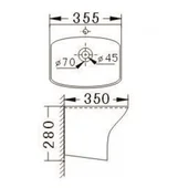 Мивка за баня с полуконзола ICC 3535 INTER CERAMIC - Thumbnail 2