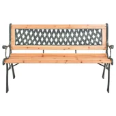 Градинска пейка, 116 см, чугун и масивна ела - VL319571 - Thumbnail 2