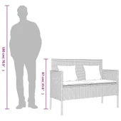 Градинска пейка с възглавници, сив, полиратан - VL365773 - Thumbnail 11