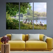 Диви гъски на езерото - картина пано за стена - Thumbnail 2