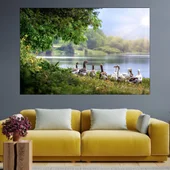 Диви гъски на езерото - картина пано за стена - Thumbnail 1