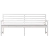 Градинска пейка, бяла, 203,5x48x91,5 см, борово дърво масив - VL824075 - Thumbnail 4