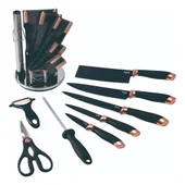 Комплект ножове с поставка черно/розово злато OLIVER VOLTZ - Thumbnail 2