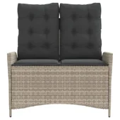 Накланяща се градинска пейка с възглавници светлосив полиратан - VL368241 - Thumbnail 3