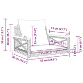Пейка-люлка с възглавници, сива, 63x62x40 см, полиратан - VL368174 - Thumbnail 9