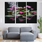 Цъфнали розови лотоси - картина пано за стена - Thumbnail 2