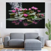 Цъфнали розови лотоси - картина пано за стена - Thumbnail 1