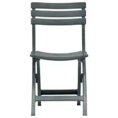 Градински стол - 2 бр. сгъваеми, пластмаса, зелени - Thumbnail 2