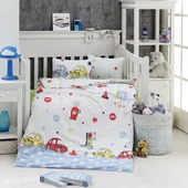 Спален комплект за бебе 4 части 100% памук Колички ZAMBAK - Thumbnail 1
