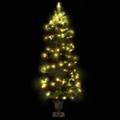 Усукана коледна елха със саксия и LED, зелена, 120 см, PVC - Thumbnail 3