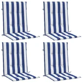 Възглавници за стол с ниска облегалка 4 бр синьо-бяло райе плат - VL361320 - Thumbnail 3