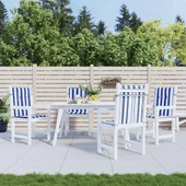 Възглавници за стол с ниска облегалка 4 бр синьо-бяло райе плат - VL361320 - Thumbnail 1