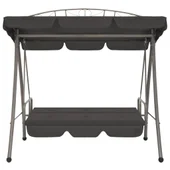 Градинска люлка със сенник, антрацит, 198x120x205 см, стомана - Thumbnail 5