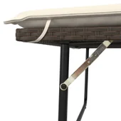 Градинска пейка с възглавници и табуретка, кафява, полиратан - VL368408 - Thumbnail 9